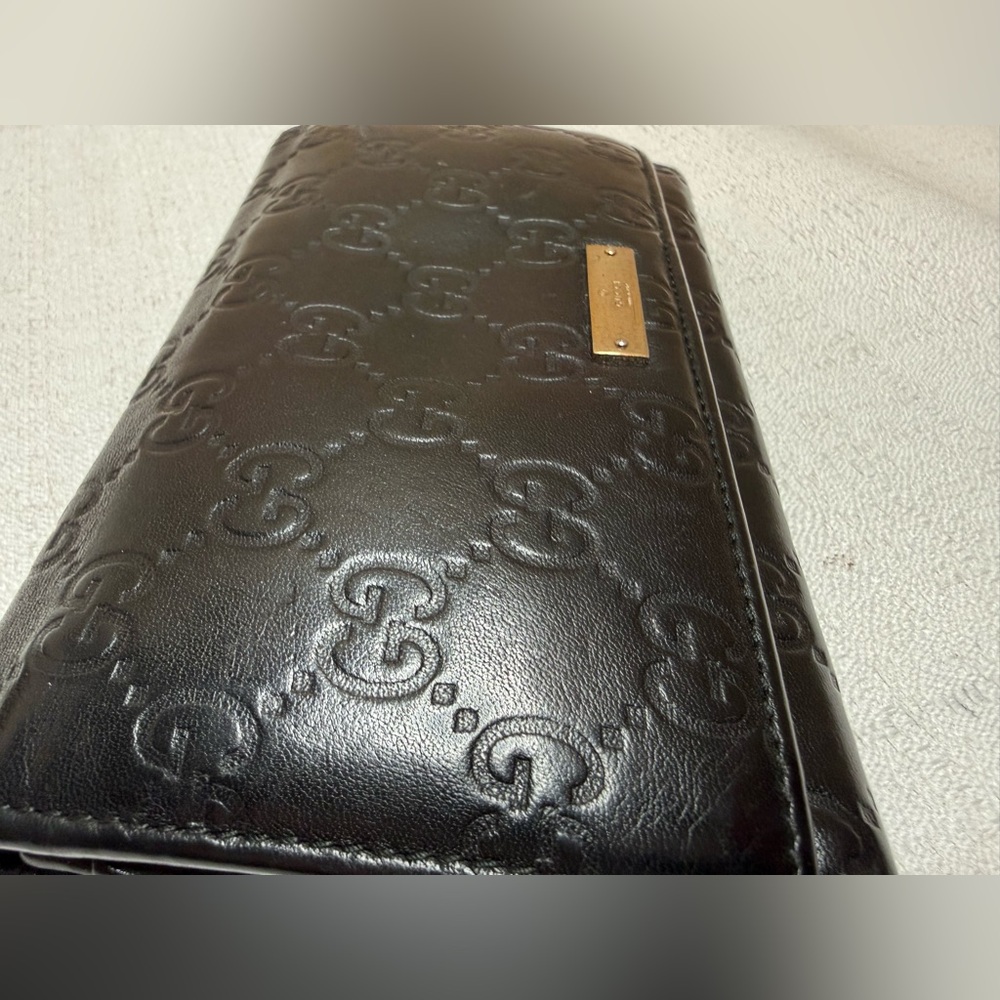 Gucci Black Guccissima Leather Continental Wallet Snap Closure - Picture 8 of 13